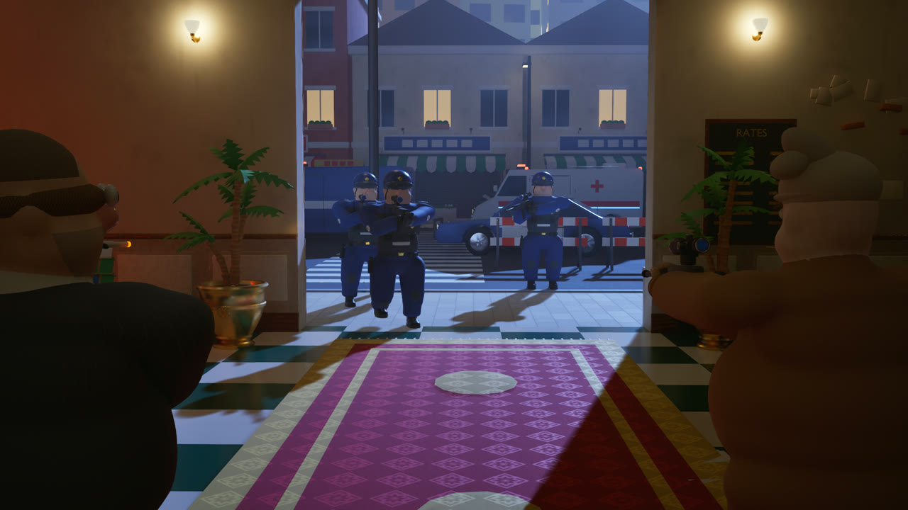 Police storming through the bank shutter